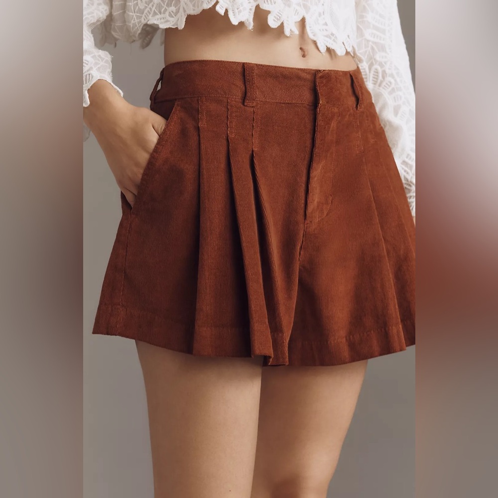 Pilcro Corduroy Pleated Skirty Shorts - Color Bark - sz 30 - NWT